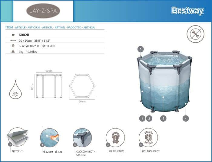 אמבטיית קרח על עמודים ICE_BATH (90X80 סמ) 6002K מבית Bestway