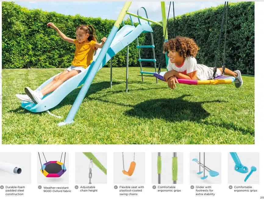 נדנדת ארבע חלקים ומגלשה 1.70 מטר לחצר לילדים | 424X235X200 ס"מ | INTEX – תמונה 4