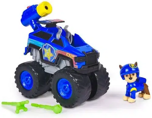 רכב משטרה גלגלי ענק כחול עם תותח יורה חצים ודמות של צ'ייס | מפרץ ההרפתקאות