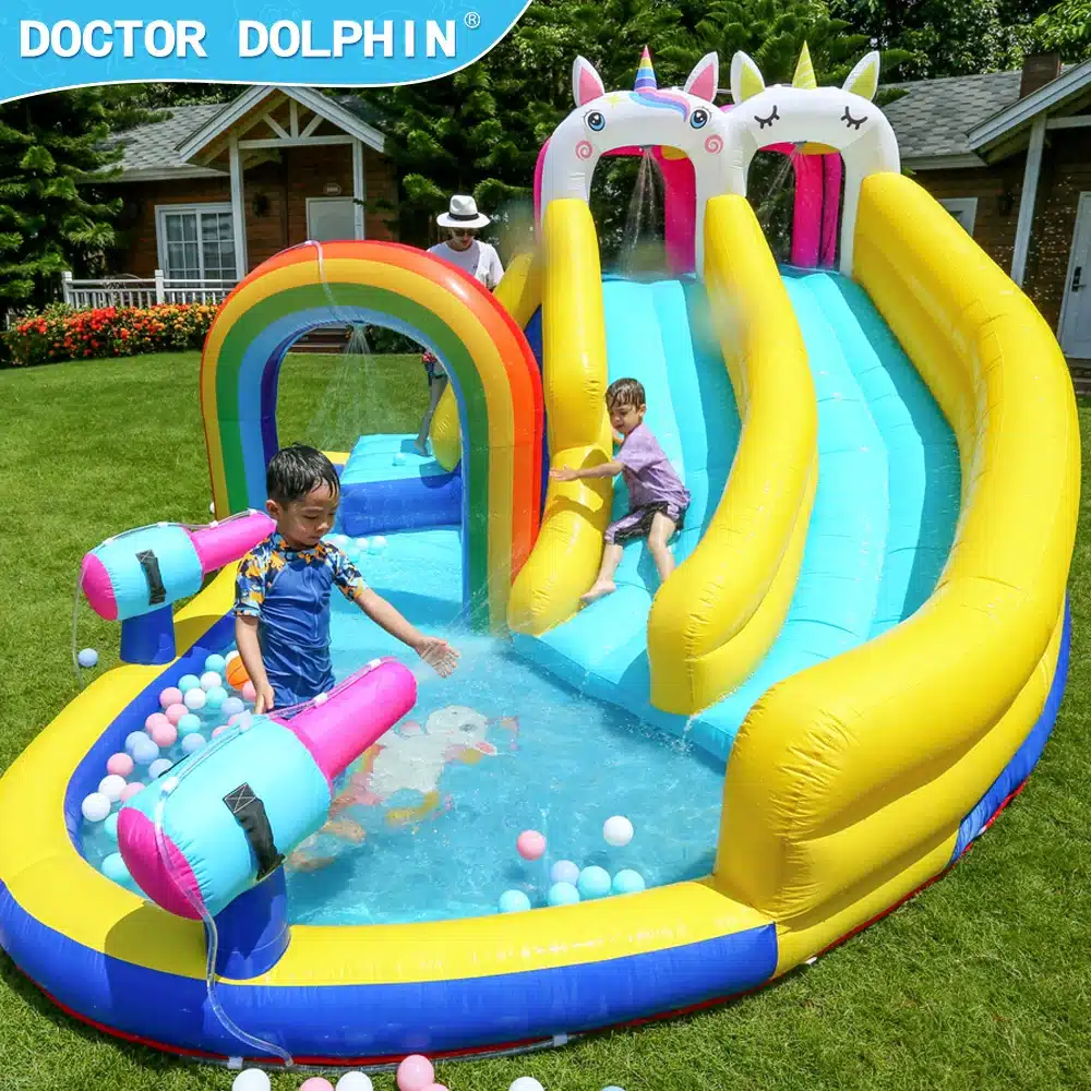 מתקן מתנפח עם מים גדול יוניקורן קשת בענן | Doctor Dolphin – תמונה 2