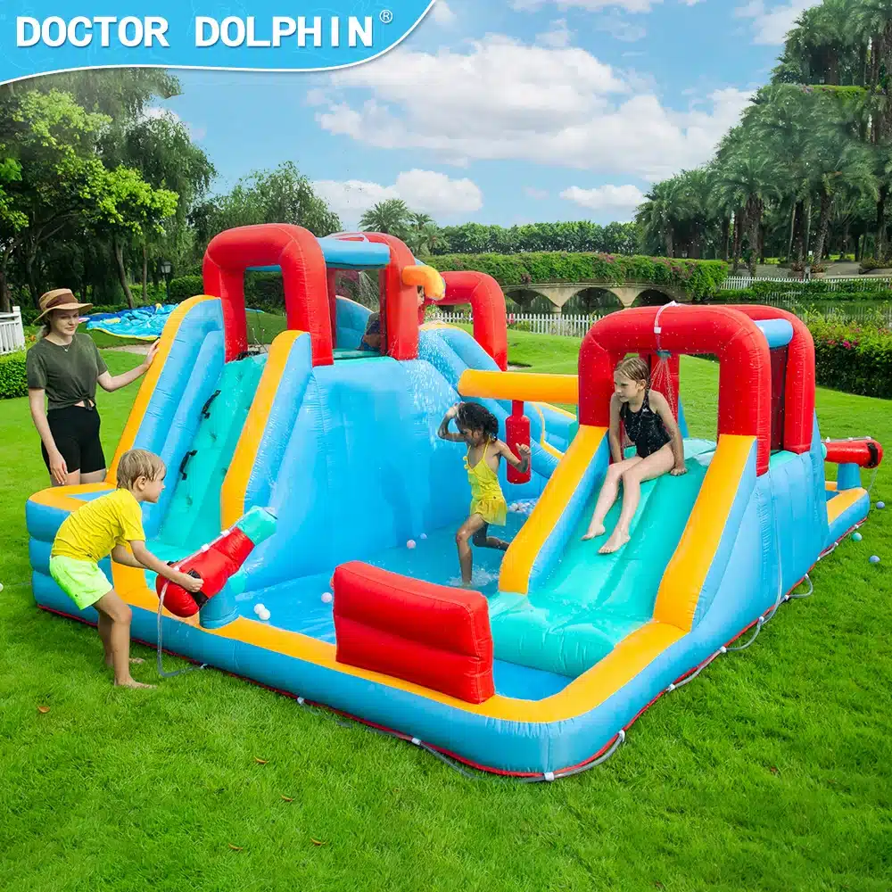 מתקן מתנפח ענק עם מים ושתי מגלשות | מתקן רטוב | Doctor Dolphin – תמונה 2