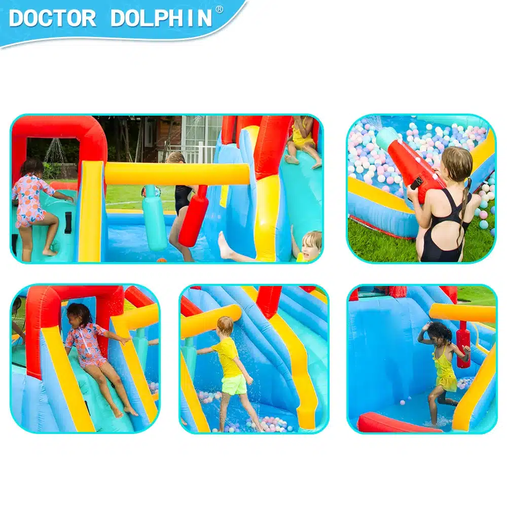 מתקן מתנפח ענק עם מים ושתי מגלשות | מתקן רטוב | Doctor Dolphin – תמונה 3