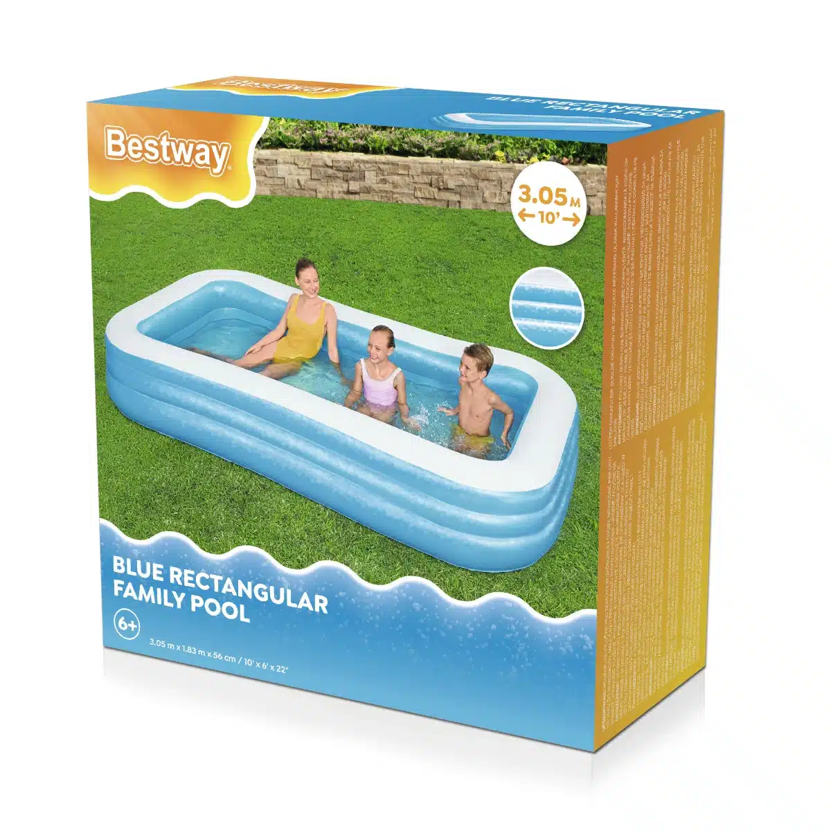 בריכה מלבנית כחולה | 305X183X46 | Bestway – תמונה 3