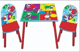 סט שולחן עץ + זוג כיסאות לילדים מעשה בחמישה בלונים | JNH